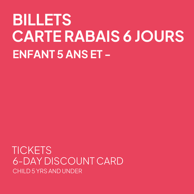 6 Day Discount Card - Child 5 years and under