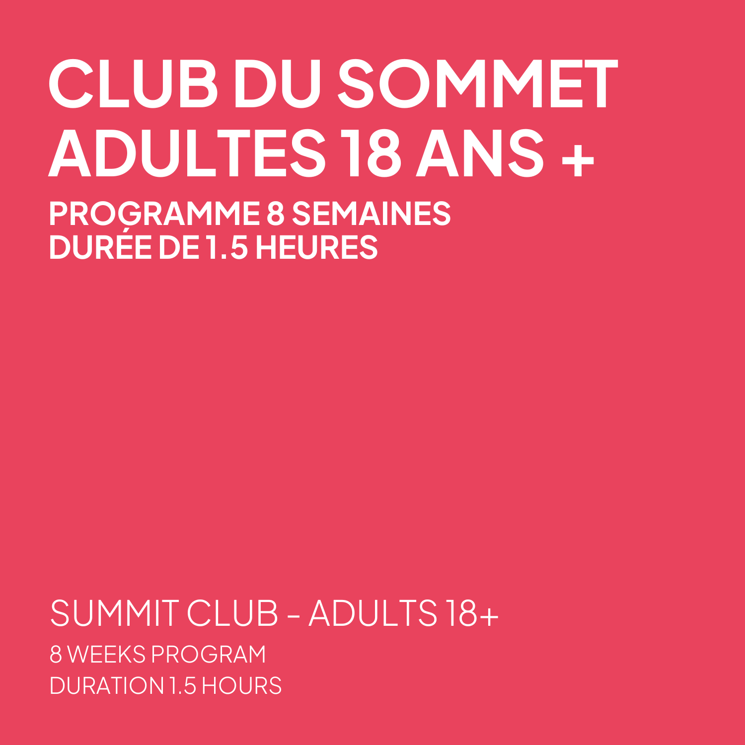Club du sommet - Programme adultes seulement